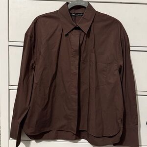 Zara Women's Brown Button Down Shirt